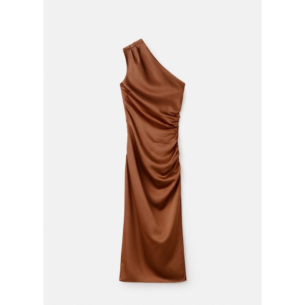 MANGO - Asymmetrical satin dress copper - 6 - Woman